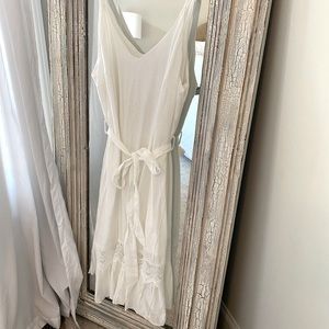 SHEIN white midi dress with straps and bow